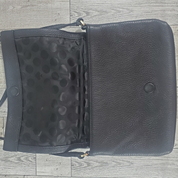 Kate Spade New York Small Cross Body Purse Black Peddled Cow Leather Gold Logo - Picture 5 of 9